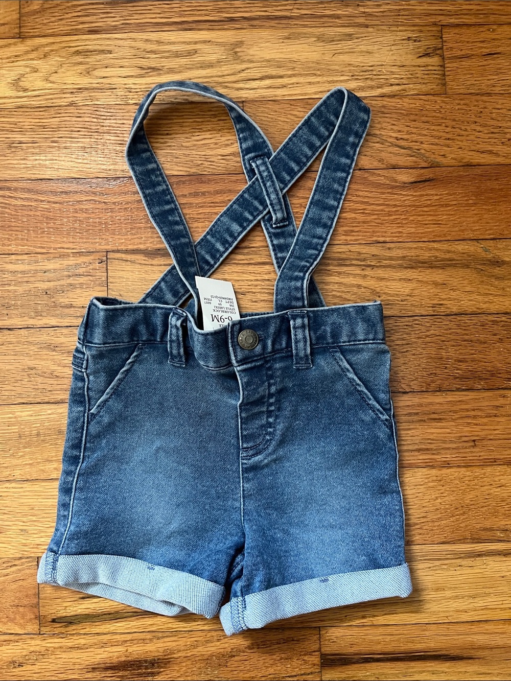 Infant Denim Shortalls with Adjustable Straps - Blue